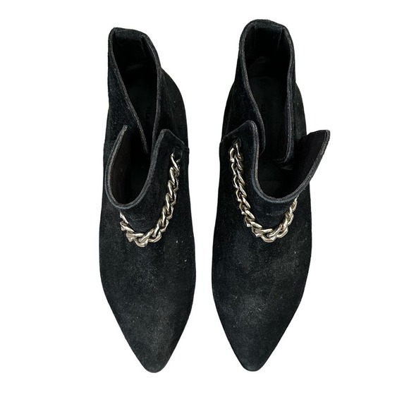 Tila March Paris Black Suede Leather Gold Chain Booties Boots Size 37 (US 7) - Picture 6 of 9